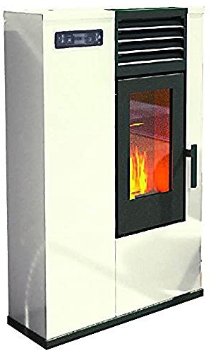 Pelletofen von Eva Stampaggi Srl, Modell: Susy Slim 98017-20 mit Feuerstelle, 7,5 kW, elfenbeinfarben