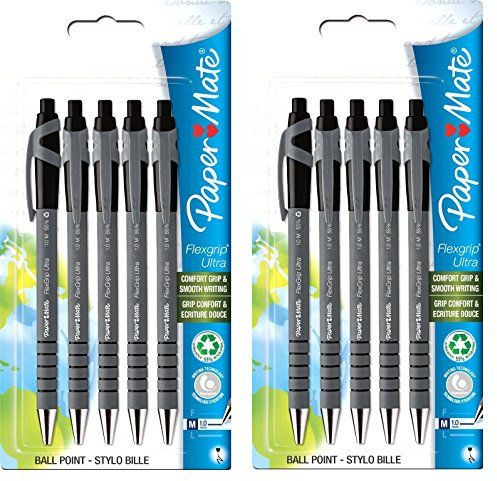 PaperMate Flexgrip Ultra Kugelschreiber 2x 5er Set schwarz