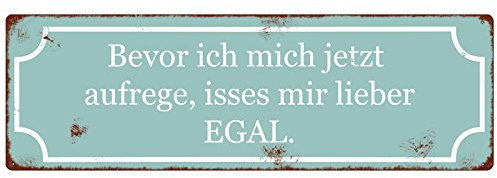 Interluxe Metallschild Schild mit Spruch Blechschild Bevor ich mich jetzt aufrege ist es mir lieber egal lustige Sprüche Motivation