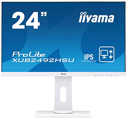 iiyama Prolite XUB2492HSU-W1 60,5cm (23,8) IPS LED-Monitor Full-HD (VGA, HDMI, DisplayPort, USB2.0) Ultra-Slim-Line, Höhenverstellung, Pivot, weiß