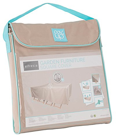 Alfresia Square Garden Furniture Cover, 100% Polyester, Outside Table Shelter with Air Vent, Heavy Duty, Water and UV Resistant, Pop Up Included