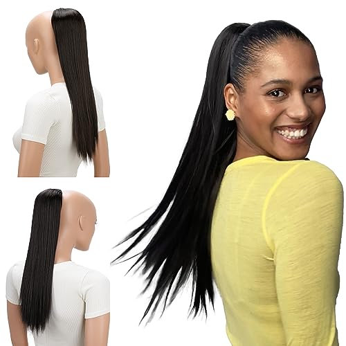 CAISHA 55cm Haarteil Nina mit Kordelverschluss Zopf Haarverlängerung Glatt Dunkelbraun PH502