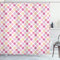 ABAKUHAUS Dots Duschvorhang, Geometrische Punkte Kreise, Stoffliches Gewebe Badezimmerdekorationsset mit Haken, 175 x 220 cm, Rosa Elfenbein