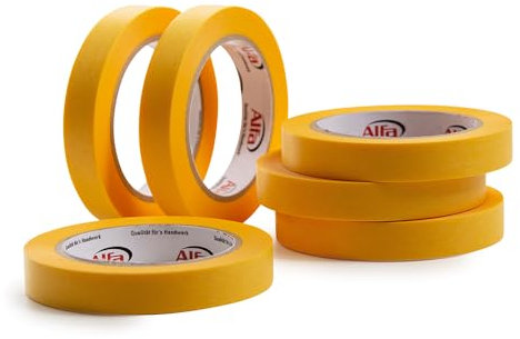 Alfa 6x FineLine GOLD Washi Tape 18 mm x 50 m Profi-Qualität dünnes imprägniertes japanisches Reispapierband PREMIUM-Klebeband