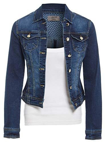 Womens Size 14 16 18 20 Stretch Denim Jacket Ladies Indigo Jean Jackets Blue