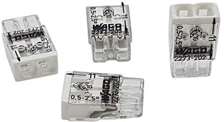 Wago 50 Stück Verbindungsklemmen COMPACT Ø 0,5-2,5 mm² 2-polig transparent/weiß 2273-202