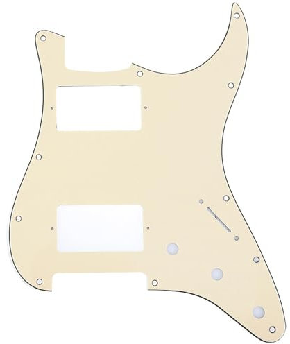 Musiclily Pro 11 Löcher HH Pickguard Gitarren Schlagbrett für Fender American/Mexican Standard Strat Stratocaster Modern Style,3 lagig Crème