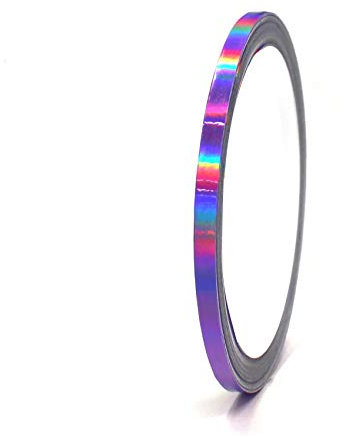Finest Folia (0,79€/m) 10 Meter Hologramm Zierstreifen Basteln Möbel Auto Motorrad Modellbau Deko Dekorstreifen Klebestreifen selbstklebend DIY (Hologramm Lila, 5mm Breite)