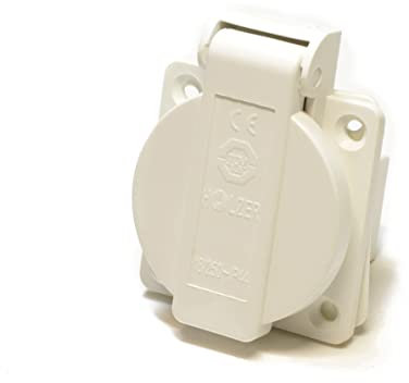 8 Stück/Einbausteckdose Schuko Steckdose 16A mit IP54 / + Flansch Dichtung (Weiss)