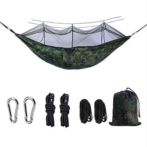 YMZ Einzel- und Doppel-Camping-Hängematte mit Moskitonetz und Baumgurten, tragbare Verpackung, 300 kg Tragkraft, für Camping, Rucksackreisen, Wandern, camouflage
