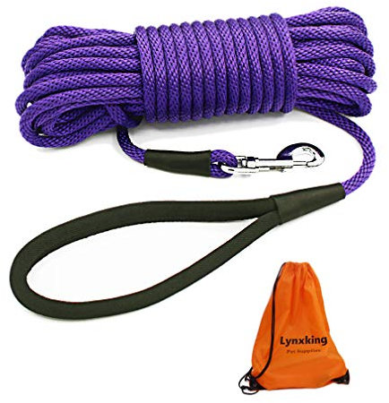 lynxking Correa de Perro con Correa Larga para Entrenamiento de Plomo cómodo Mango Resistente, Cuerda para Cachorros, 10 pies, 15 pies, 30 pies, 50 pies, para Perros pequeños, medianos y Grandes