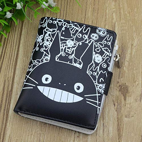 WYTX Brieftasche Anime Hatsune Miku PU Schwarz Kurze Null Brieftasche Geldbörse mit Innen Zipper Tasche Taste Stil Geld Tasche,My Neighbor Totoro