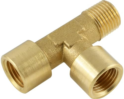 Fittingteile - T-Stück Innen-Innen-Außengewinde Druckluft Wasser Sanitär Fittinge (Werkstoff: Messing - Gewindegröße: R 1/4)