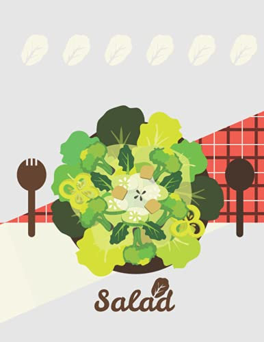 Notebook; mix vegetables in a salad bowl on red plaid table cloth; 8.5 x 11; white plain paper; 100 pages