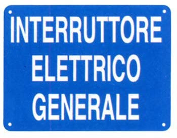 NEW CARTELLO SEGNALETICO - interruttore elettrico generale BLU - Adesivo Extra Resistente, Pannello in Forex, Pannello In Alluminio (ADESIVO 30X42 cm)