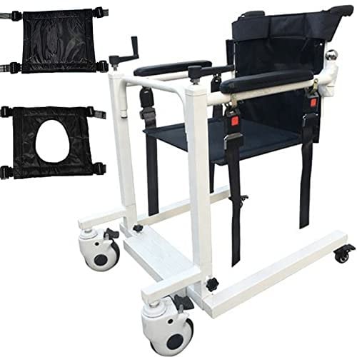 Transportrollstuhl Aus Stahl,HebebüHnen FüR Zu Hause,Tragbarer Patientenlift,Transfermaschine FüR Patientenlifter Mit Selbstbedienung Und Toilettensitz,Manueller Rollstuhl FüR Behinderte,B