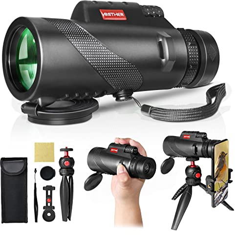 80x100 Monokular Teleskop für Smartphones Hochleistungs-Monokular HD Monokular mit Stativ & Adapter Low Light Vision für Erwachsene Wildlife Vogelbeobachtung Jagd Wandern