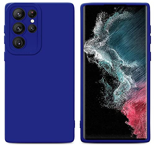 Cadorabo Hülle kompatibel mit Samsung Galaxy S22 Ultra Schutzhülle TPU Silikon Case Liquid Design mit Kameraschutz Slim Kratzfest Weiche Gummi mit Rundumschutz Case Hülle für Galaxy S22 Ultra in Blau