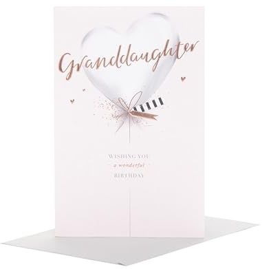 UK Greetings Geburtstagskarte für Enkelin – Silberballon-Design | Happy Birthday Gifts | Sie/Mädchen/Frauen | mit Umschlag | 22,9 x 14,9 cm