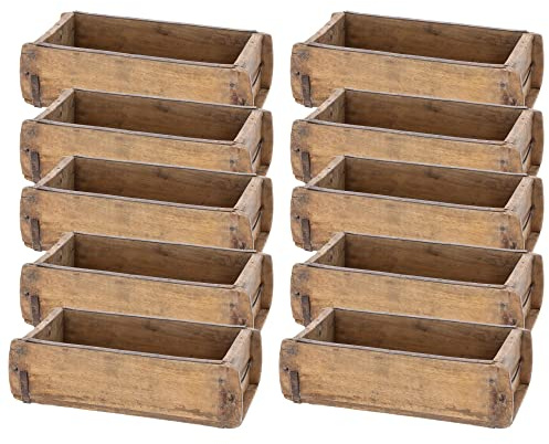Novaliv 10x Holzkiste Vintage 30 x 15 x 10 cm Alte Ziegelform Holz EIN Kammer Allzweckkiste aus recyceltem Altholz Jede Form EIN Unikat - Geschenkkiste