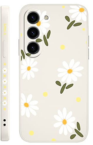 LEECG für Samsung Galaxy S23 Hülle, für Samsung S23 Hülle Kreative Blume Schmetterling Astronaut Muster Design, Anti Fall Weiches Silikon Dünne Handyhülle Slim Cover S23-Weiß 1