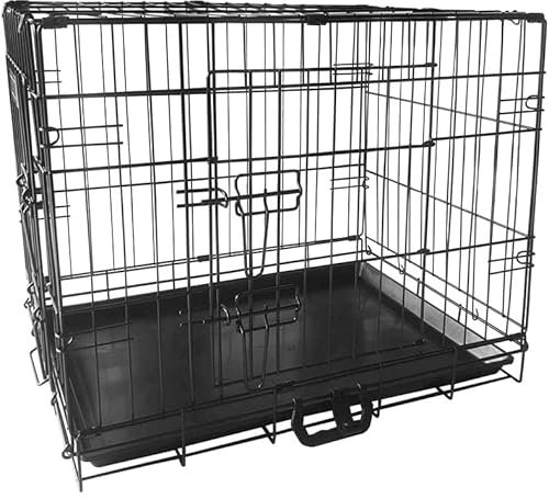 shine planet 24 Inch Dog Crate, 2 Doors Folding Mental Wire Dog Cage Training Kennel with Removable Tray and Handle