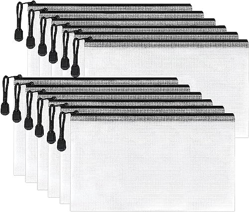 10 Stück Wasserdichte Dokumententasche A5 Dokumentenmappe Transparente Reißverschlusstaschen Mesh Kunststofftasche Wasserdichte Mesh Bag A5 Zipper Beutel für Bürobedarf Dokumente Papier Reise
