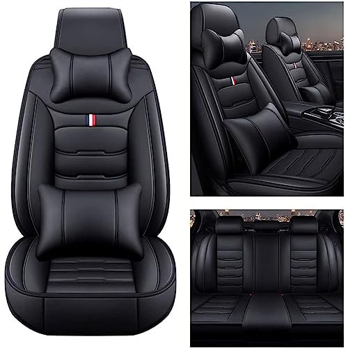 LAXTO Auto sitzbezüge für BMW 1er E87 1.Gen 5-Door 2004-2011,Leder sitzbezug Sets Komplettset 5-Sitze sitzschoner Wasserdicht Schonbezüge Innenraum Zubehör,Black