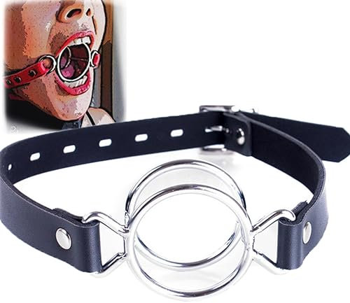 O-Ring Mundknebel Doppelring Metall knebel Mund Orale Fixation Bondage Restraint Sklave BDSM Erwachsenes Leder Extreme Erotische Ball Gag Sex Spielzeug