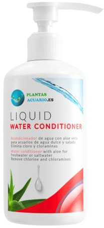 Acondicionador de Agua para Acuario y Estanque, Tratamiento anticloro y cloraminas con Aloe Vera, Purifica el Agua del Grifo, Clarifica y Elimina tóxicos, Acondicionador de Acuario Dulce y Marino 1L