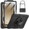 SEYMCY Case for Samsung Galaxy Tab A9+/ A9 Plus 11 Inch 2023, Full Body Shockproof with Screen Protector, 360° Rotating Hand Strap & Stand, Shoulder Strap for Samsung A9 Plus Tablet Case, Black
