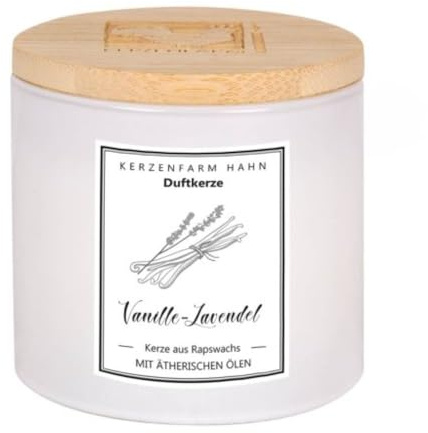 Kerzenfarm Hahn Duftkerze, Trendglas, Vanille-Lavendel (1)