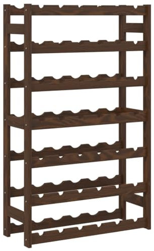 vidaXL Solid Pine Wood Wine Rack - 42-Bottle Storage, Floor-standing, Brown - Perfect Addition to Your Kitchen, Dining Room or Wine Cellar