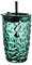 soulnioi 440ML Green Tumbler with Lid and Straw, Glass Smoothie Cups with Diamond Design, Drinking Glass for Drinking