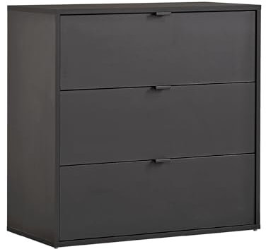 mokebo Kommode mit 3 Schubladen in Anthrazit aus Holz 'Die Stilvolle', Highboard, Sideboard aus Holz mit 80x73x40cm (B/H/T), Nachttisch, Schubladenschrank für Schlafzimmer, Flur & Kinderzimmer