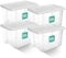 Klass Home Collection 4 x 30 Litre Clear Plastic Storage Boxes With Lids Set of 4, Strong Multipurpose Stackable Plastic Storage Box With Lid 30L Clear Containers For Home, Kitchen, Garage, Office