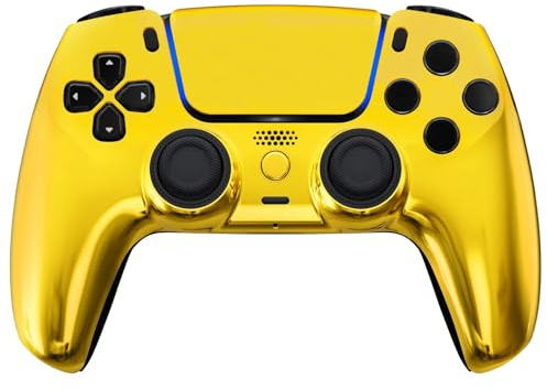 MODDEDZONE Controller personalizzato serie M per PS5 - Design personalizzato wireless di qualità OEM per controller Playstation 5 - Stili diversi e unici per giochi migliorati (oro cromato)