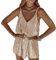 LIAOPUFUS Femme Robe Courte à Bretelles en Col V Sexy Halter Robe à Paillettes Sequins Brillants Robe Lâche (006 Champagne, M)
