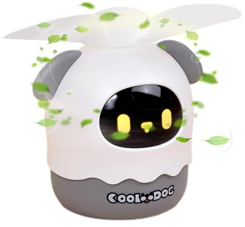 Meindin Tragbarer Ventilator für Reisen | USB wiederaufladbarer Ventilator mit Umhängeband | Kinder Hund Ventilator, niedlicher Kinderventilator mit weichen Ventilatorblättern, Reiseventilator