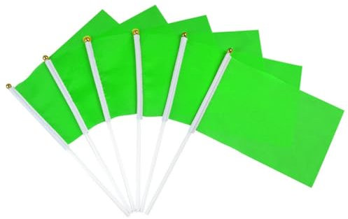 Small Banner on Sticks Hand Waving Bunting Hand Held Mini Solid Bunting Small DIY Mini Banner On Stick Party Garden Decorations Outdoor Decorations 14 * 21cm/5.5 * 8.2in (Green)