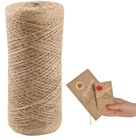 Corde de jute 600 m - 1 mm - En fibre naturelle - Résistant à la déchirure - Pour jardin, photos, plantes, bricolage, emballage industriel, cadeaux, bocaux