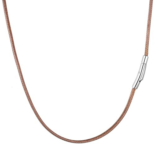 RWQIAN Lederkette Herren Leder Halskette 76cm mit Verschluss Lederband Kette für Damen Braun Kautschuk Kette 2mm Schmuck