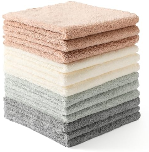 Neessno 12 Pack Cleaning Cloth,Ultra Soft Absorbent Quick Drying Microfiber Cleaning rags,No scratches,Reusable,Washable,Lint Free Cleaning Towels for Kitchen,Window,Glass,car,11.8×11.8,(Multicolor)
