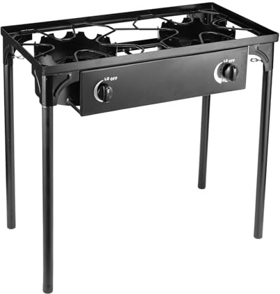 YIWEOG Propankocher mit 2 Brennern für den Außenbereich mit Hochdruckregler (20 PSI), energiesparender Gasgrill, ABS-Schalter, Abnehmbarer Ständer für Camping, Tailgating, Grillen im Hinterhof