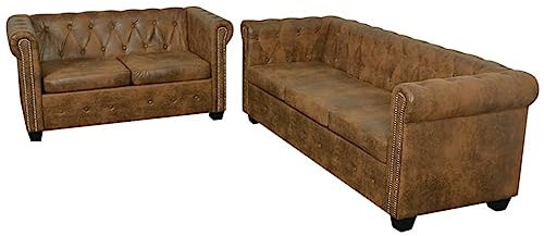 ULUYYUC Couchbar Camping Sofa Schlafcouch Ecksofa - Chesterfield-Sofas 2-Sitzer und 3-Sitzer Braun für Garten Terrasse Lounge Party