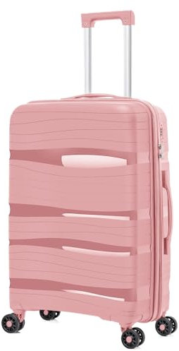 ARTREE Maletas de Viaje Mediana - Trolley Rígida Polipropileno con 4 Ruedas Giratorias y Cierre de Combinación - Maleta Mediana Prácticas y Ligeras 66x45x28cm, 70L (Rosa)