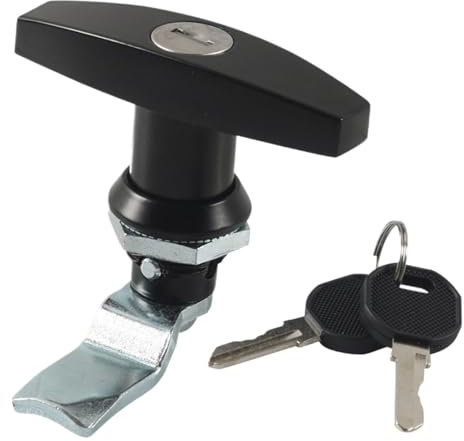 Seyrnicay Pestillo de bloqueo con mango en T | Kit de bloqueo de remolque de aleación de zinc con 2 llaves | Cerradura de repuesto para puertas de cobertizo, cajas de herramientas, puertas de garaje,