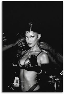 Bella Hadid gedrucktes Albumcover, signiertes Poster, Musikcover-Poster, Pop-Hip-Hop-Rap-Sänger-Star, Musikposter, ästhetische Leinwand, Wandkunst für Mädchen und Jungen, Teenager,