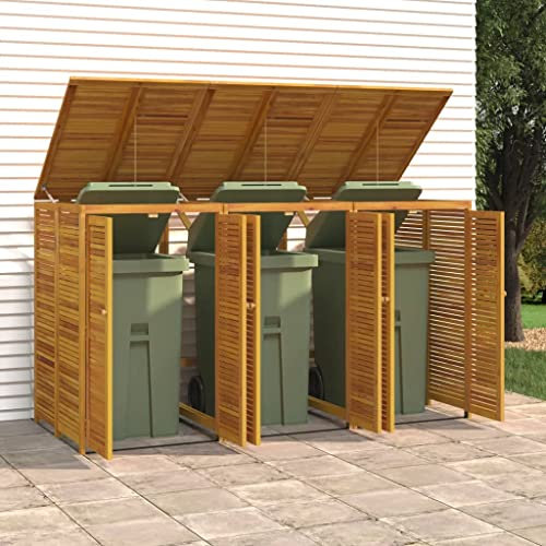 Furniture Select Triple poubelle en bois d'acacia 210 x 89 x 117 cm