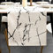 ViaElayu Tischläufer Modern Weiß Schwarz Marmor Textur Abstrakte Abwaschbar Outdoor Frühling Landhausstil Vintage Bauernhaus Rechteckige Tischdecke Küche Tisch Läufer Party Deko 33x183 cm